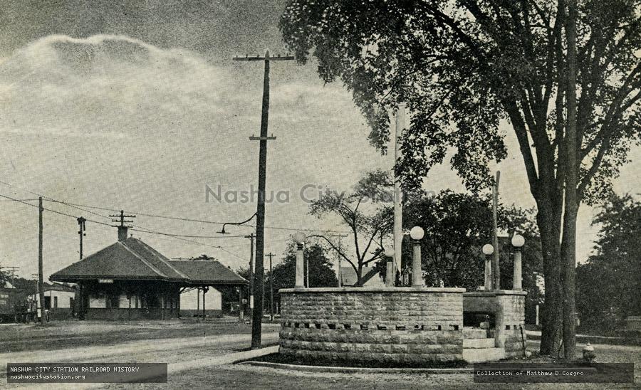 Postcard: Band Stand and Railway Station, Shirley, Massachusetts